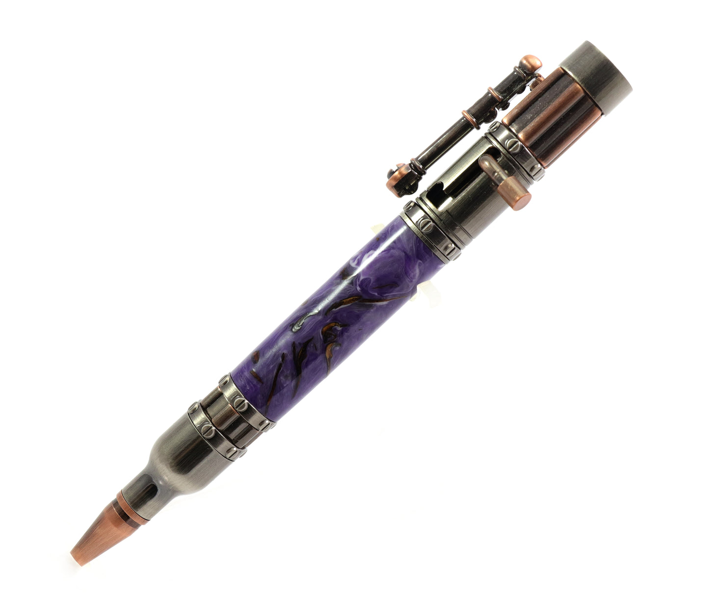 Purple Steampunk Gatling Gun Bolt Action Pen