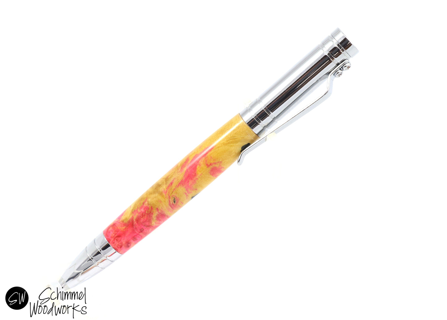 Pink & Yellow Burl Wood Pen