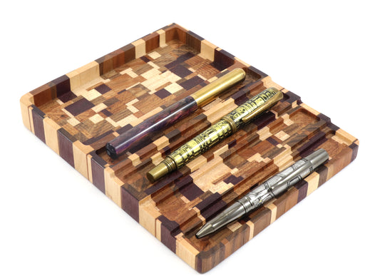 Checkered Pen tray with Desk Organizer - Fits 4 pens