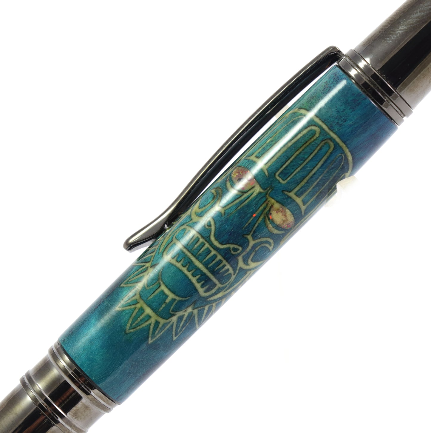 Teal Tiki Skull Pen
