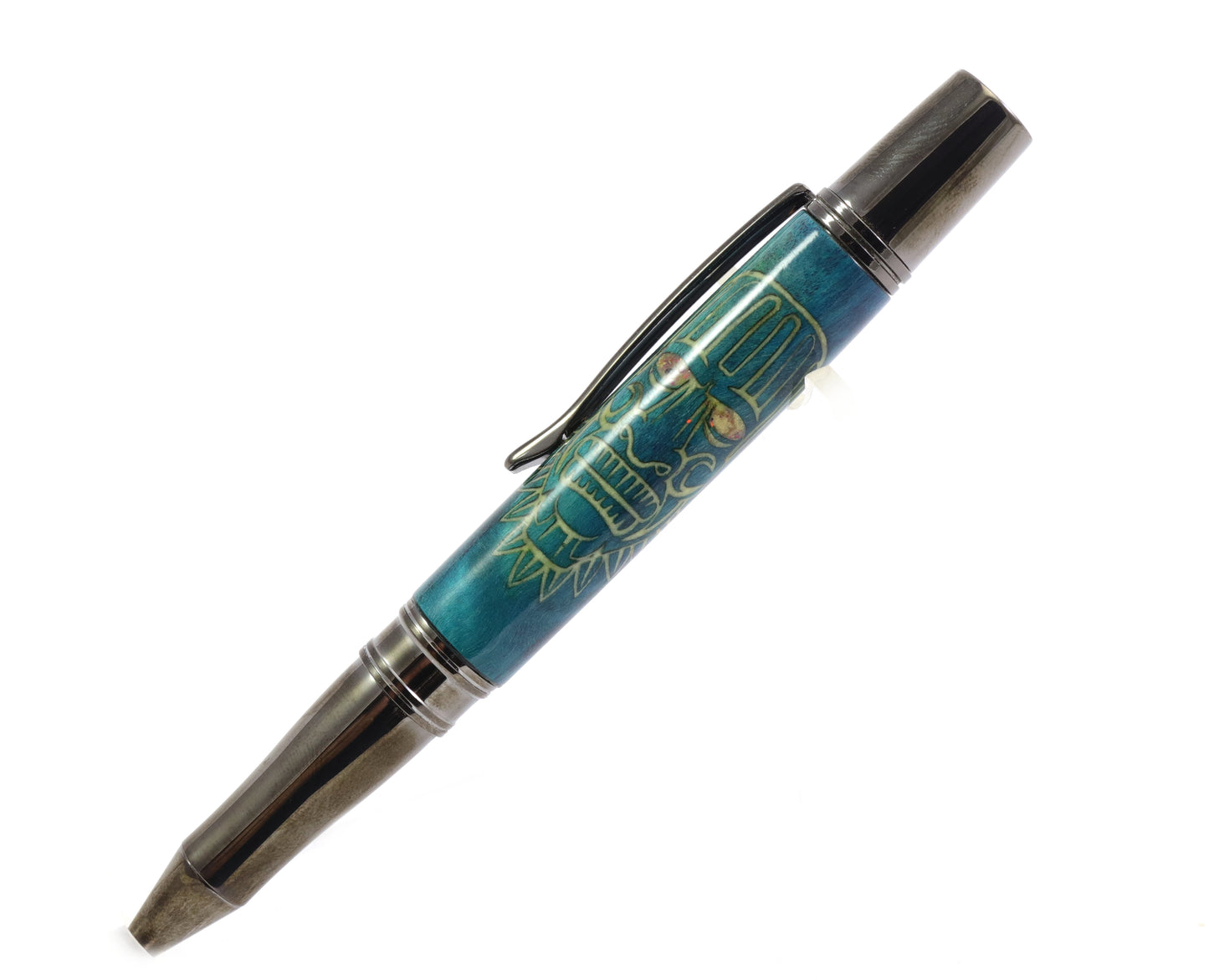 Teal Tiki Skull Pen