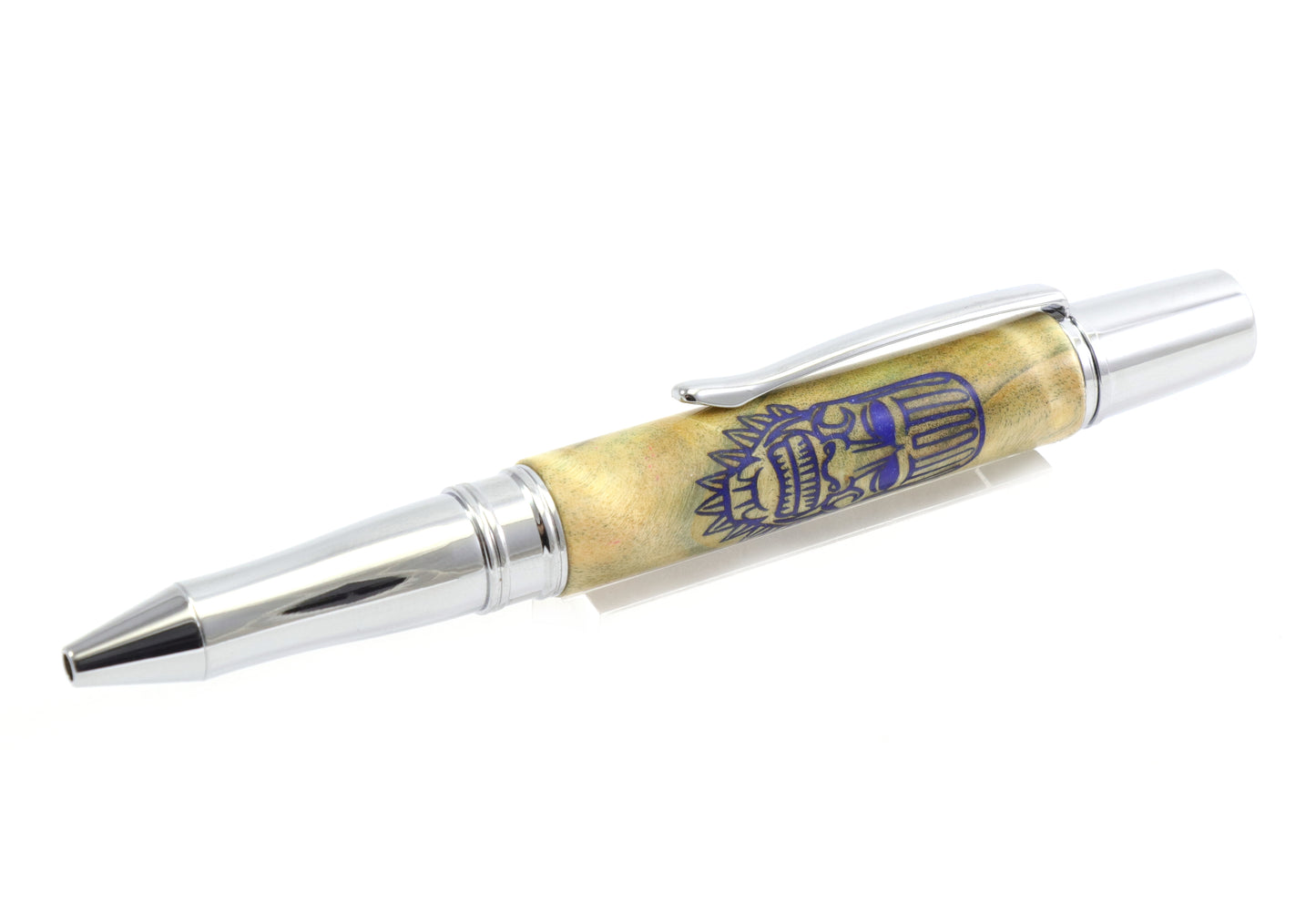 Dyed Wood Tiki Skull Pen