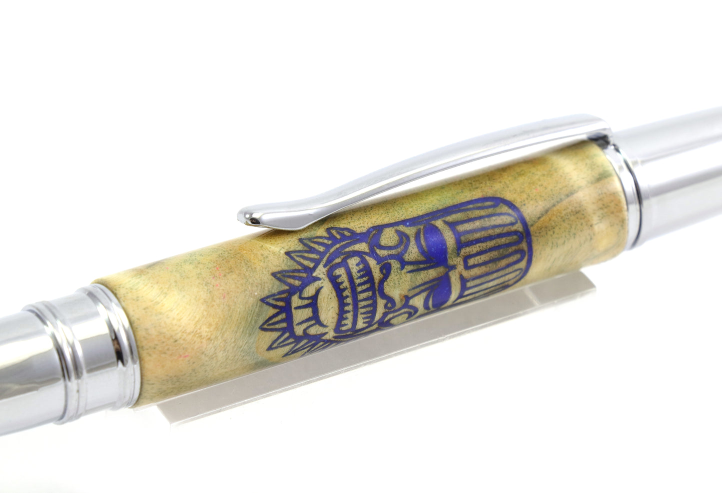 Dyed Wood Tiki Skull Pen