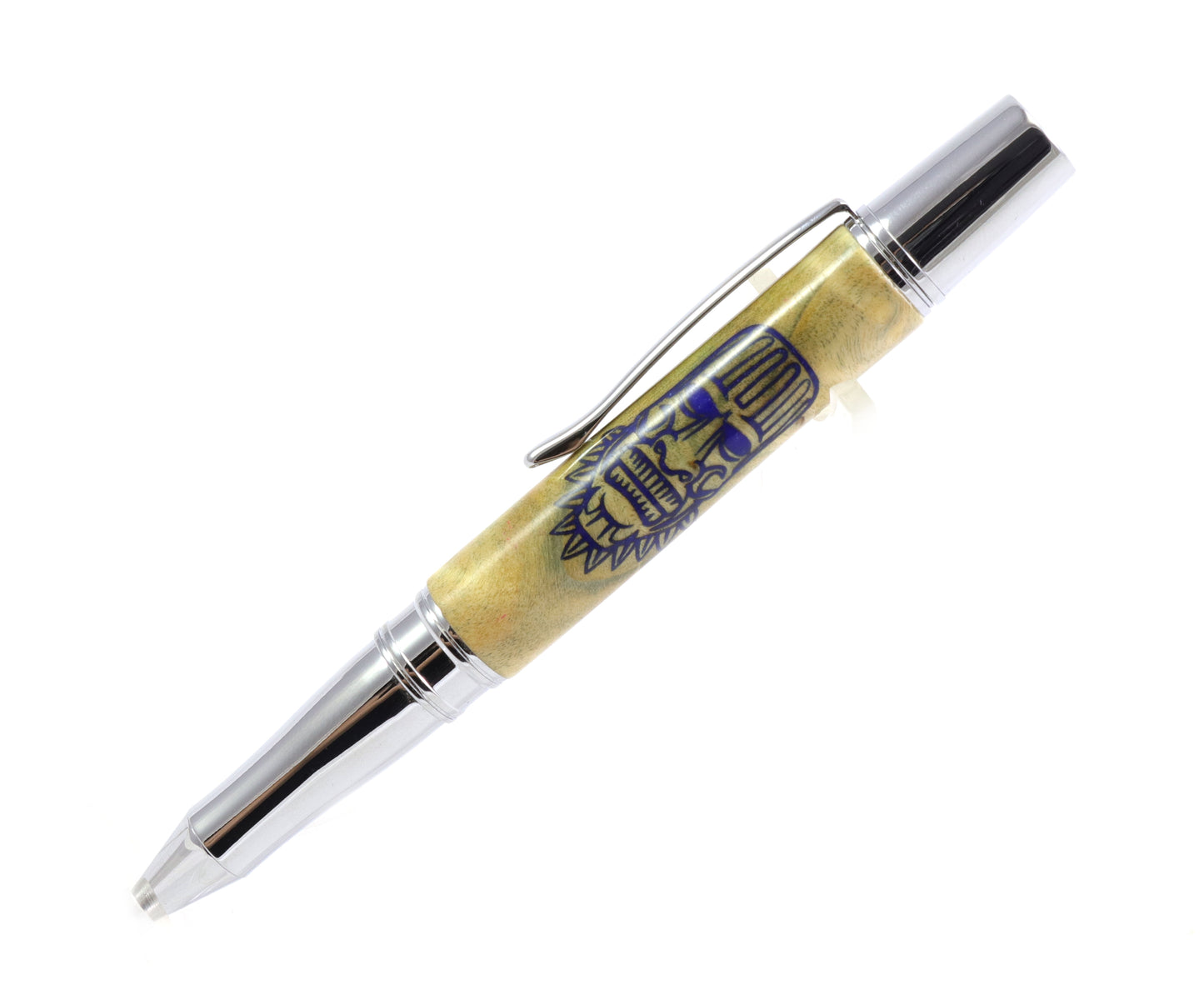 Dyed Wood Tiki Skull Pen