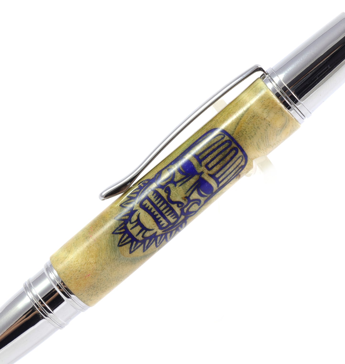 Dyed Wood Tiki Skull Pen