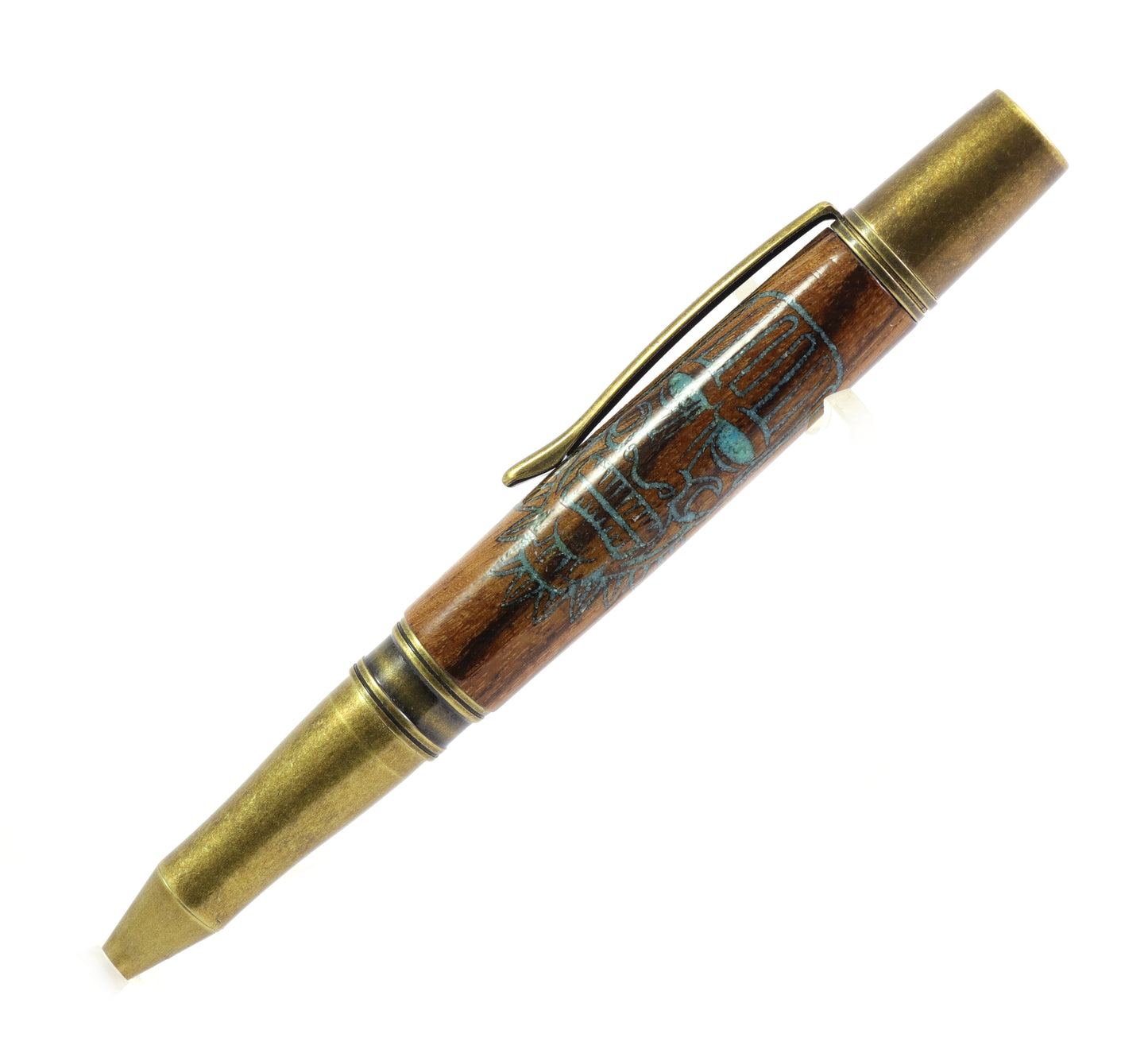 Wood Tiki Skull Pen