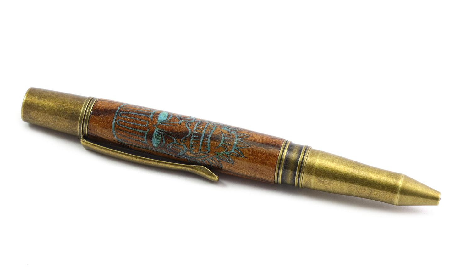 Wood Tiki Skull Pen