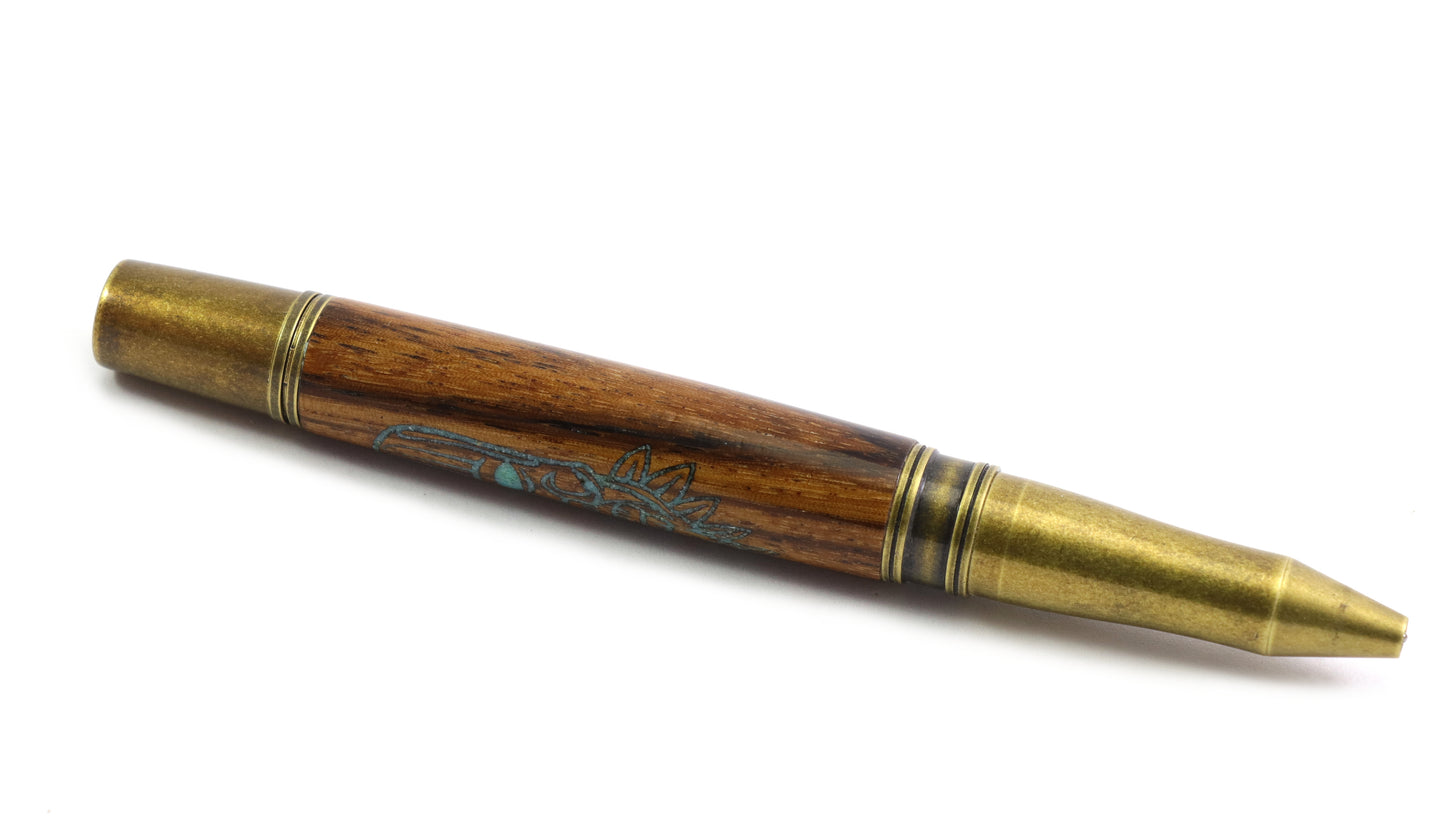 Wood Tiki Skull Pen