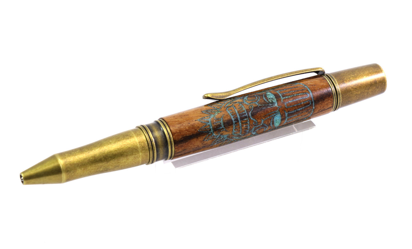 Wood Tiki Skull Pen