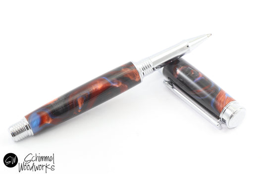 Blue Metallic Swirl Pen