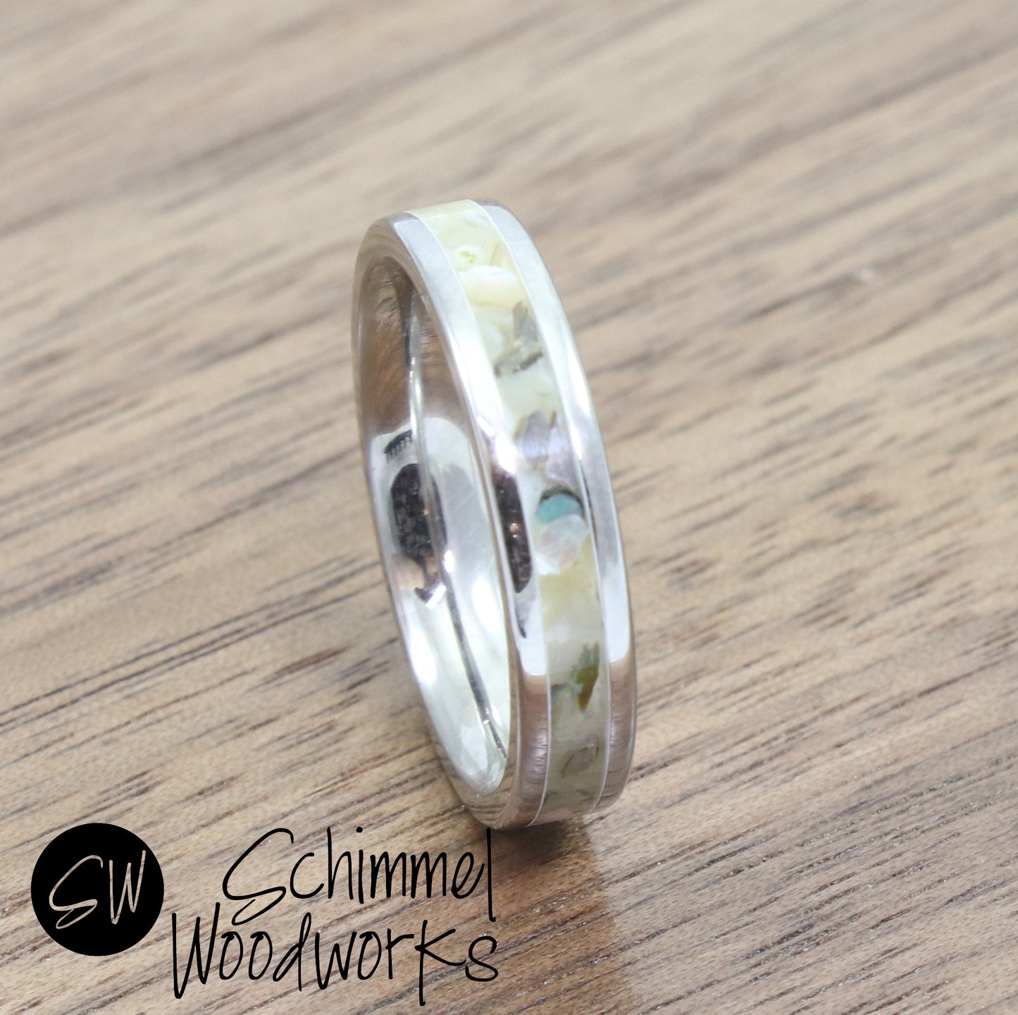 White Abalone Ring