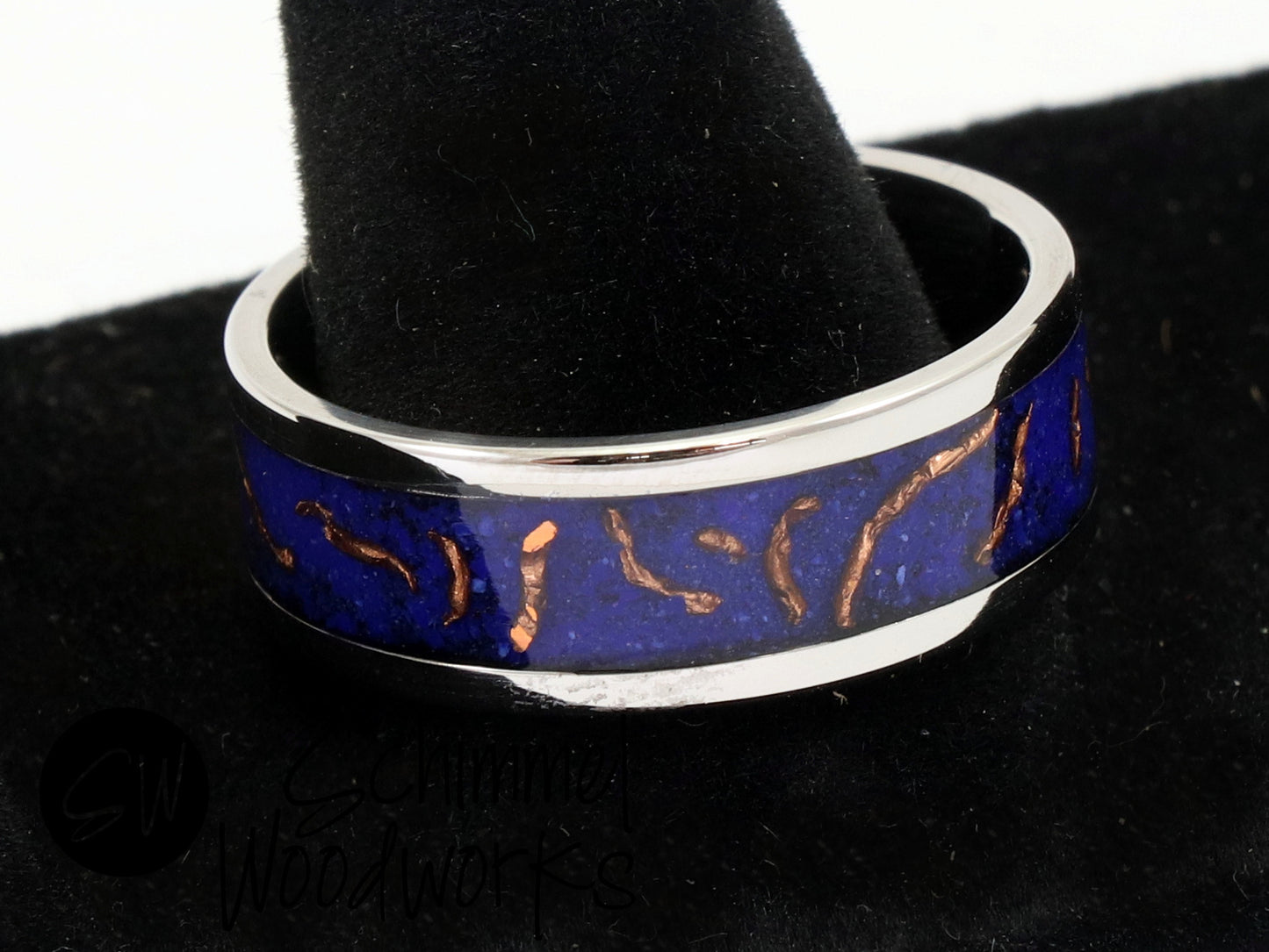 Blue Stone & Copper Shavings Ring