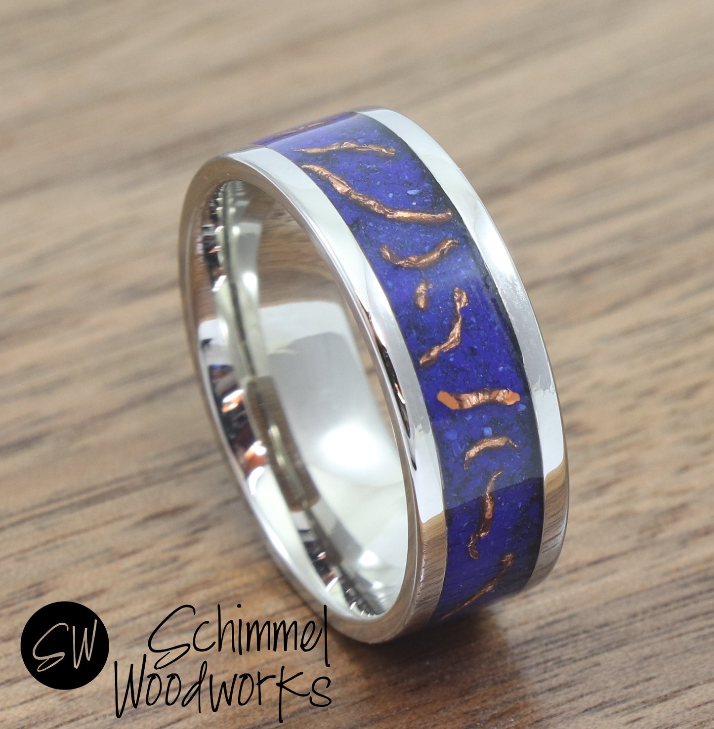 Blue Stone & Copper Shavings Ring
