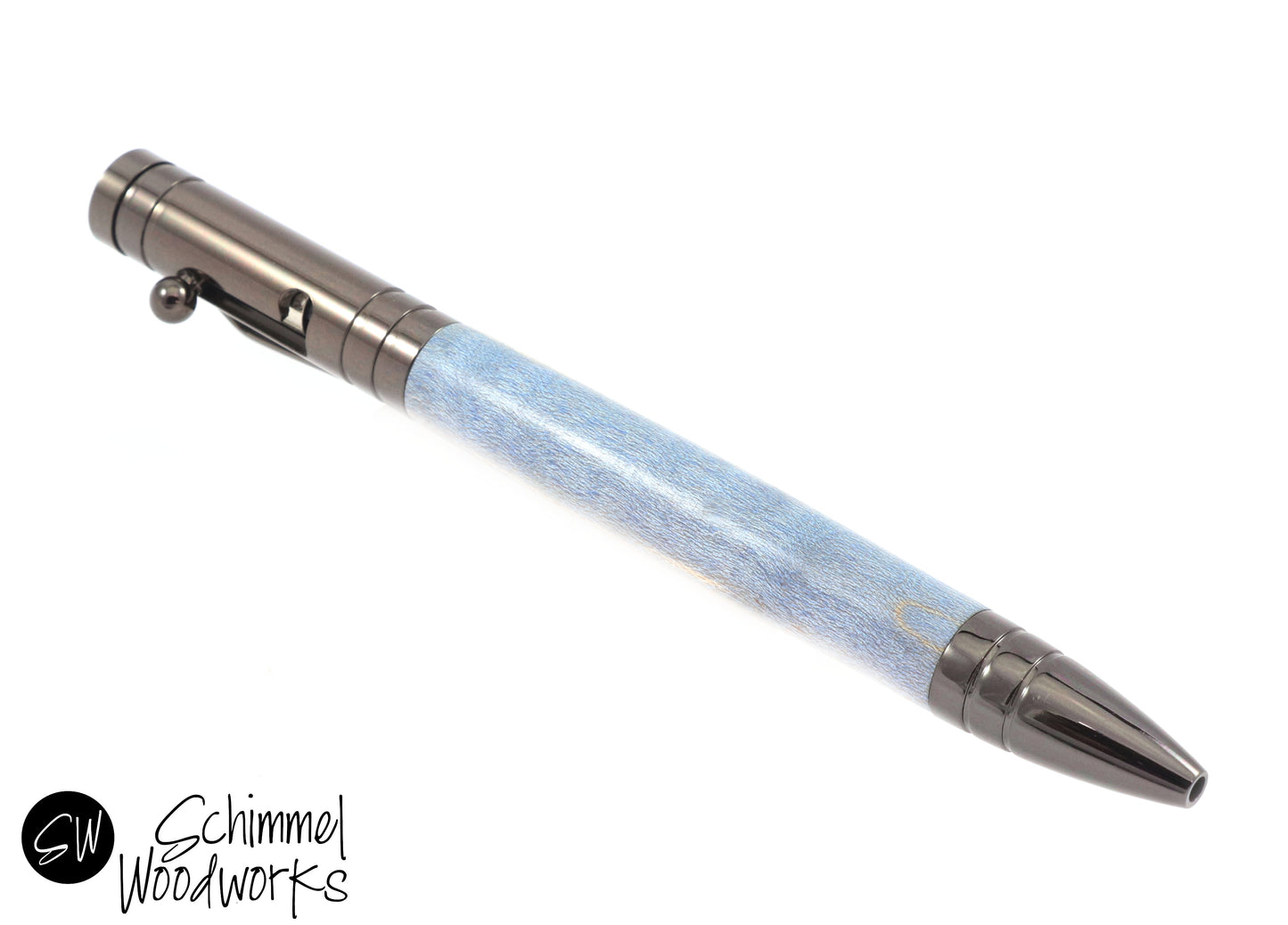 Blue Dyed Wood Pen