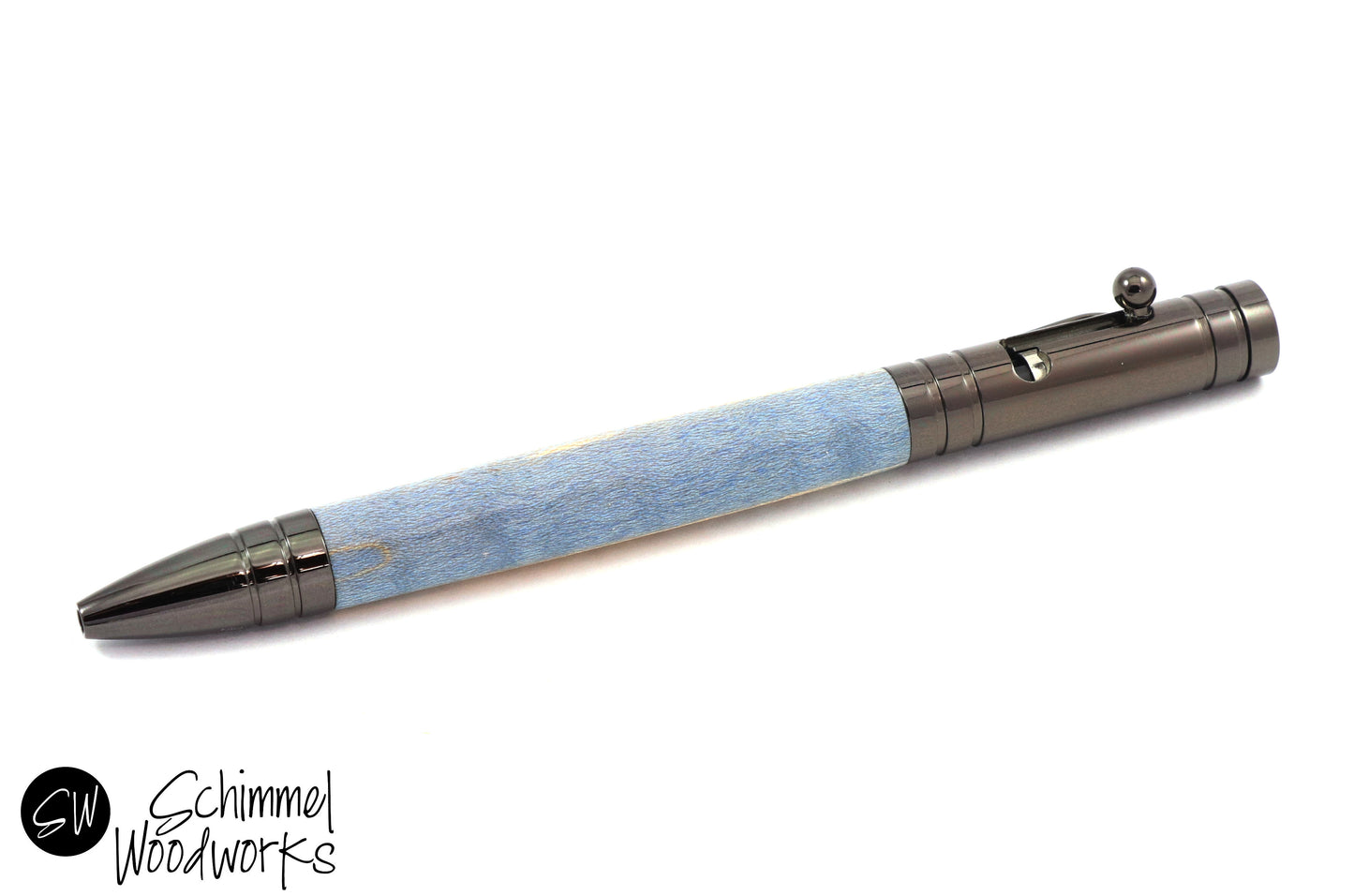 Blue Dyed Wood Pen