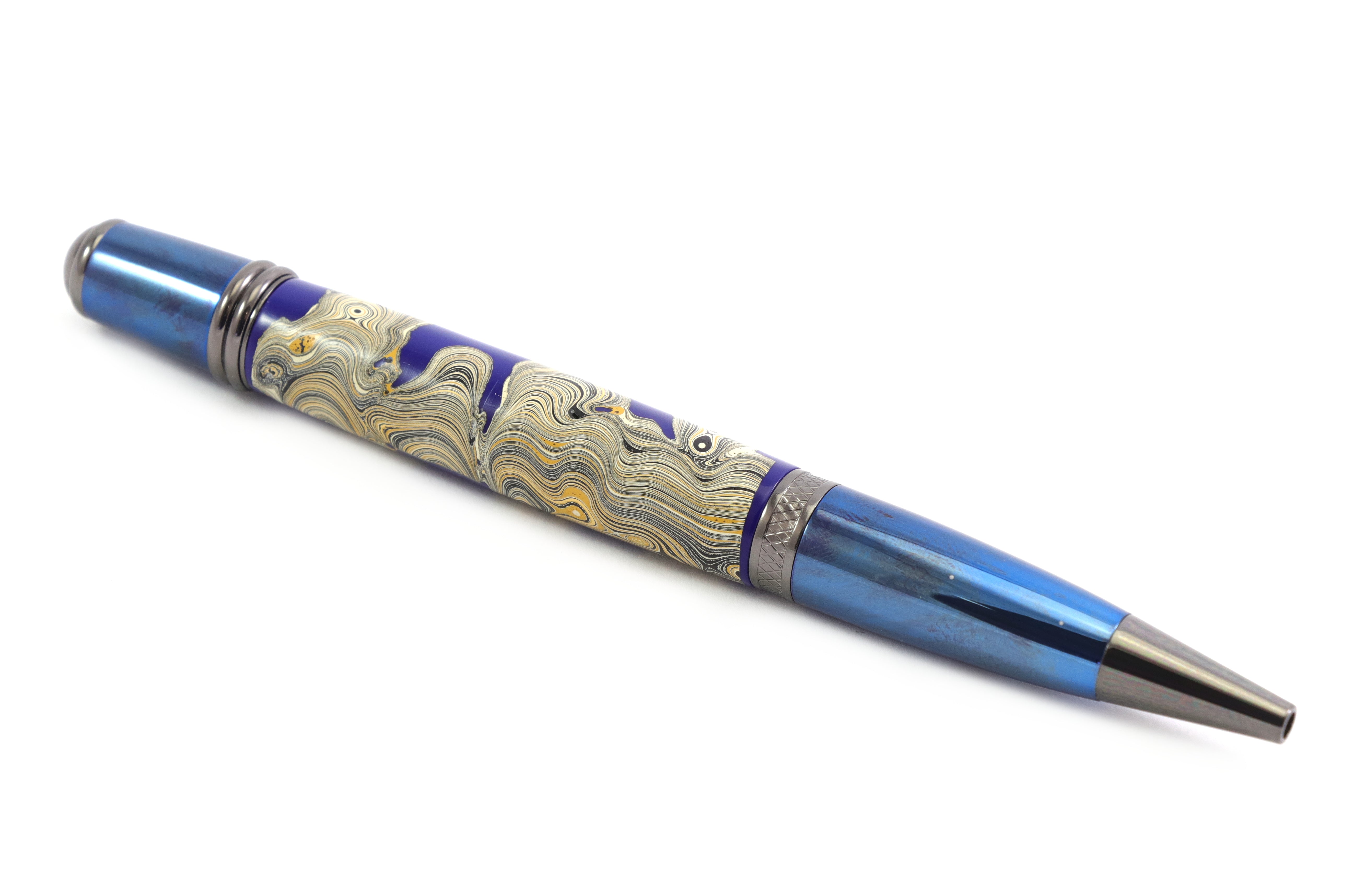 Kenworth Fordite casted in Blue Resin on a Black Titanium JR George popular Rollerball Pen