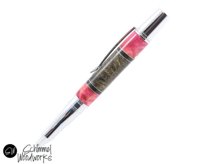Pink Segmented Dyed Burl Wood Ballpoint Pen