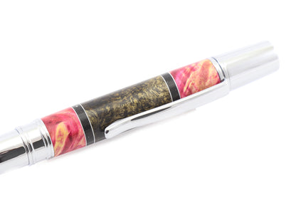 Pink Segmented Dyed Burl Wood Ballpoint Pen