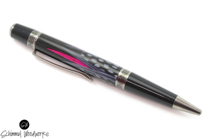 Real Feather Ballpoint Pen with Pink Accent