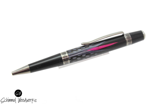 Real Feather Ballpoint Pen with Pink Accent