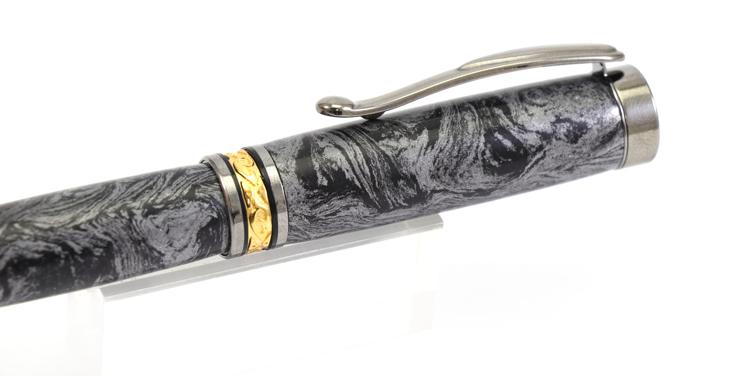 Faux Damascus Rollerball Pen