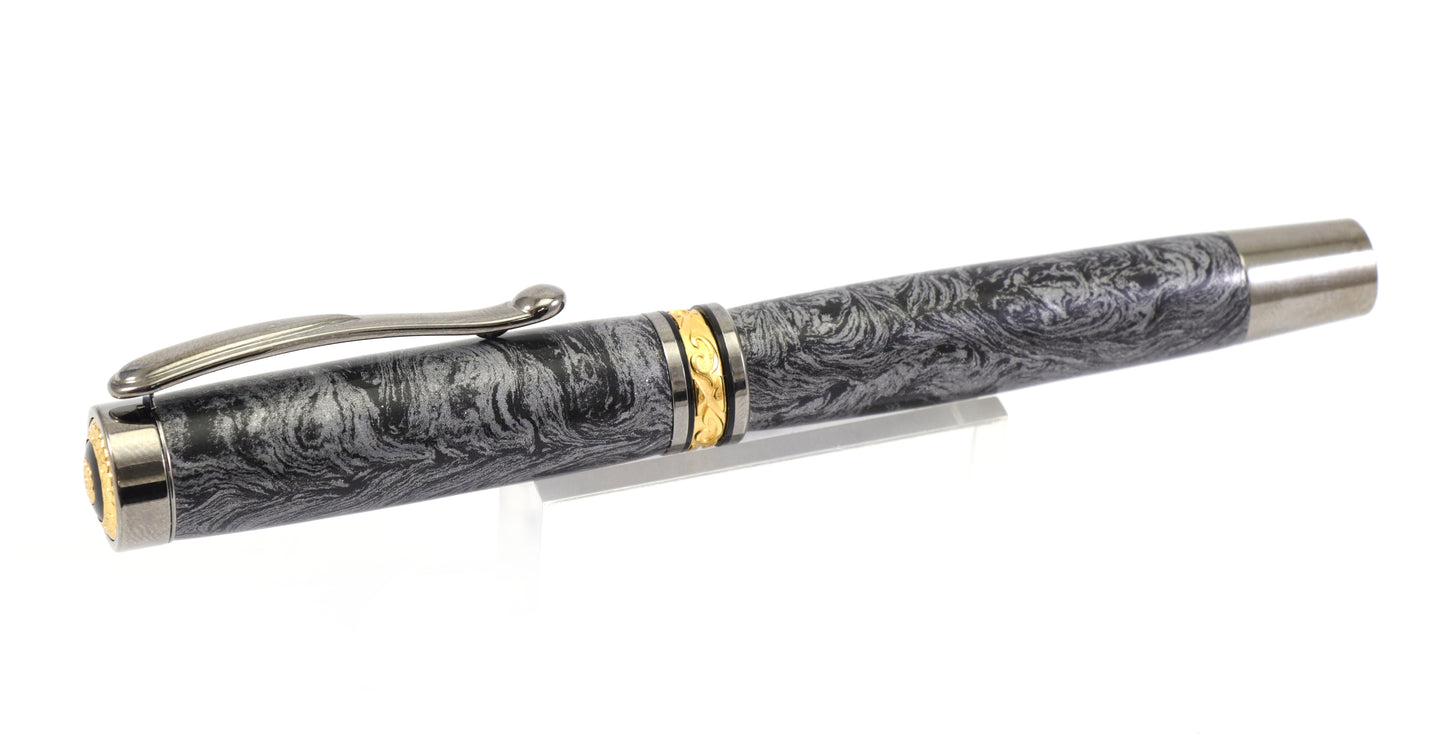 Faux Damascus Rollerball Pen