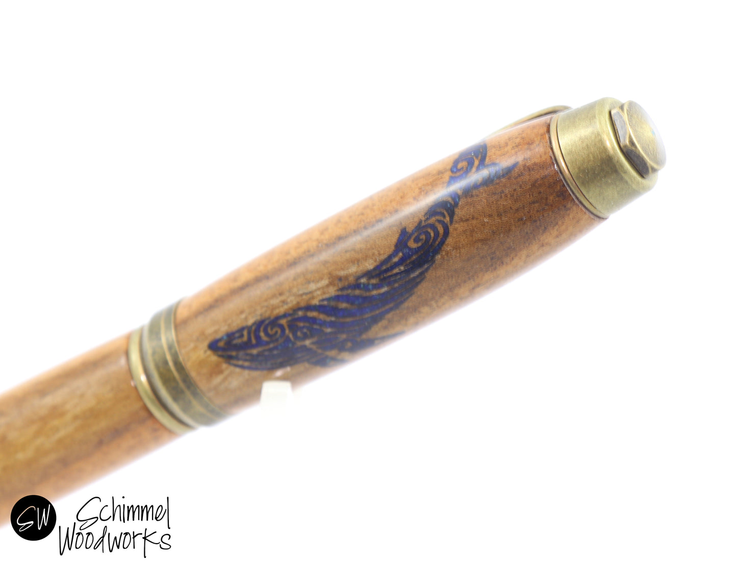 Blue Whale Antique Brass Pen