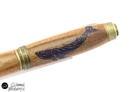 Blue Whale Antique Brass Pen