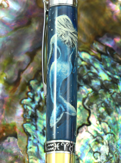 Mermaid Pen Hand painted Mermaid Zodiac Pen