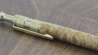 Burl Wood Gold Metal Click Pen