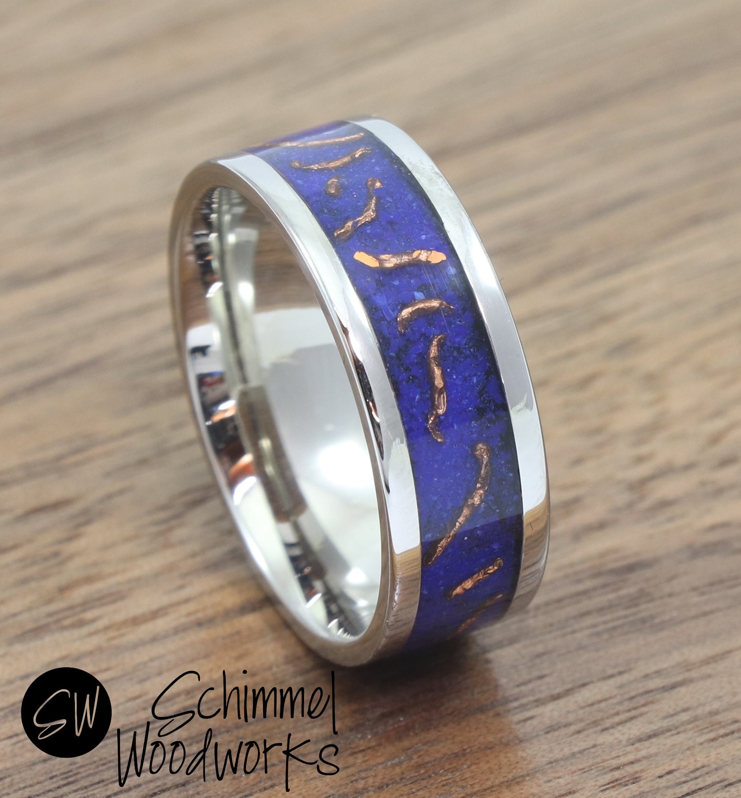 Blue Stone & Copper Shavings Ring