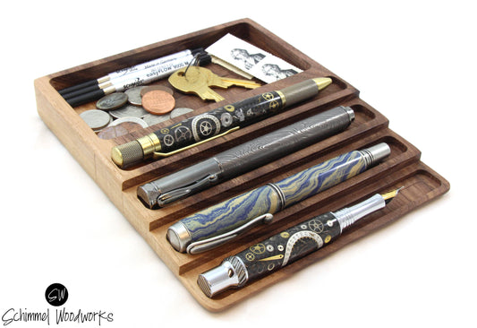 SHEYLE Wood Pen Tray,desk organizers and accessories,Pen Holder For  Desk,Pen Tray,Decorative Display Stand for Expensive Fountain & Gel  Pens,Pen Rest